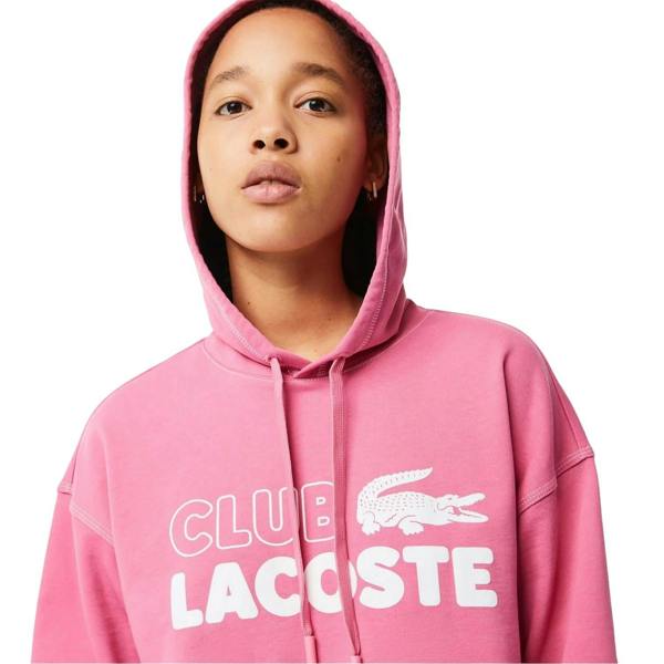 Lacoste Womens/Ladies Relaxed Fit Drop Sleeve Hoodie - Pink - 