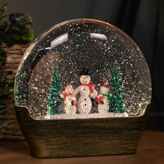 Samuel Alexander 19cm Battery Operated Light up Christmas Water Dome with Snowmen & Trees Scene