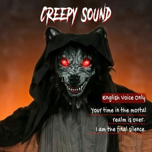 Bobobiy Halloween Standing Werewolf Animated Decoration with Light-Up Eyes, Sound and Touch Activated