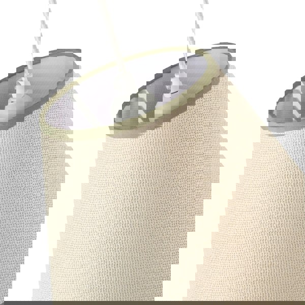 Classic Rattan Tweed Lamp Shade with Olive Green Cotton Fabric Trims Image 3