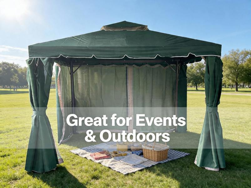 Shatchi Green Gazebo with Nets Aluminium Frame and Powder coated Steel Roof,3x4x2.75m