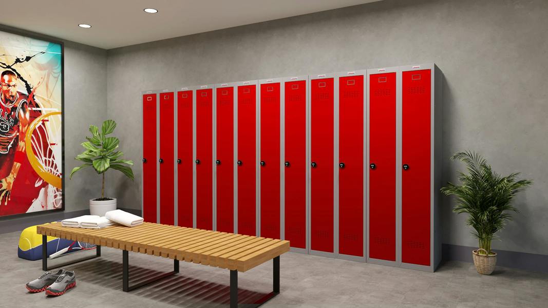Phoenix Safe Phoenix PL Series PL1130GRC 1 Column 1 Door Personal Locker Grey Body/Red Door with Combination Lock