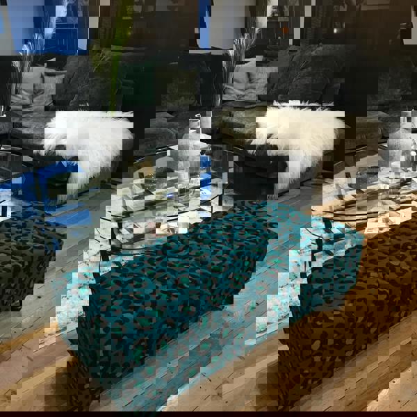 Handcrafted UK rectangular buttoned footstool coffee table
