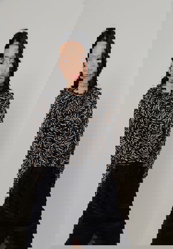 Julie Hidden Zebra Blouse in Black