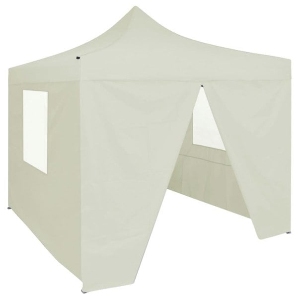 Berkfield Professional Folding Party Tent with 4 Sidewalls 2x2 m Steel Cream
