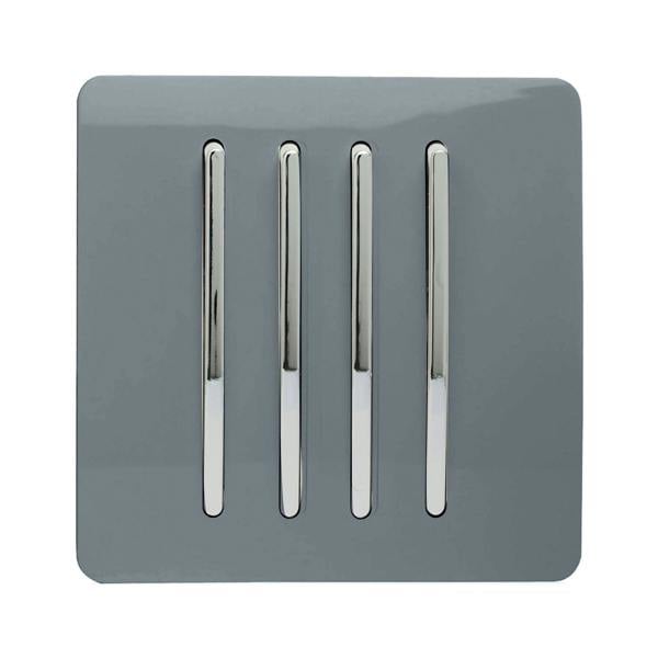 Trendi Switch 4 Gang 1 or 2 way Rocker Light Switch in Warm Grey