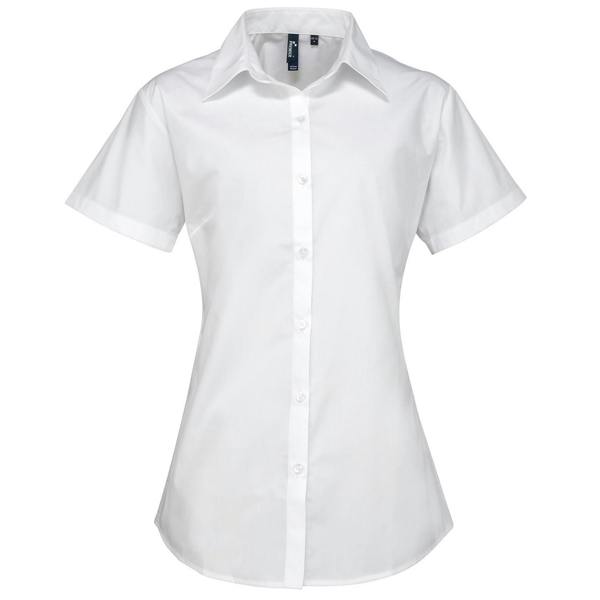 Premier Womens/Ladies Supreme Poplin Short-Sleeved Shirt - White