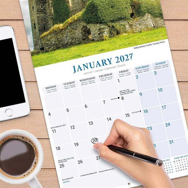Ireland Calendar 2027, Wall Calendars, Month To View, Travel, Gift