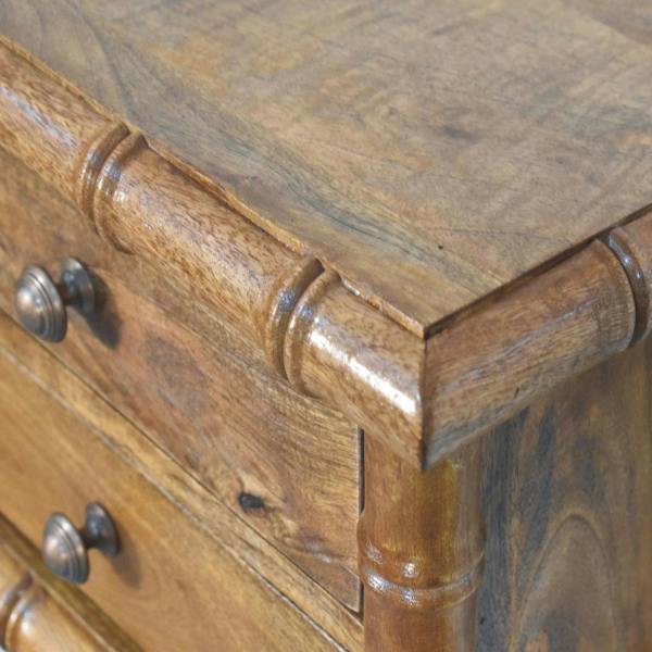 Artisan Furniture Solid Wood Bamboo Bedside in Amber Oak Finish, 2 Drawers, Brown