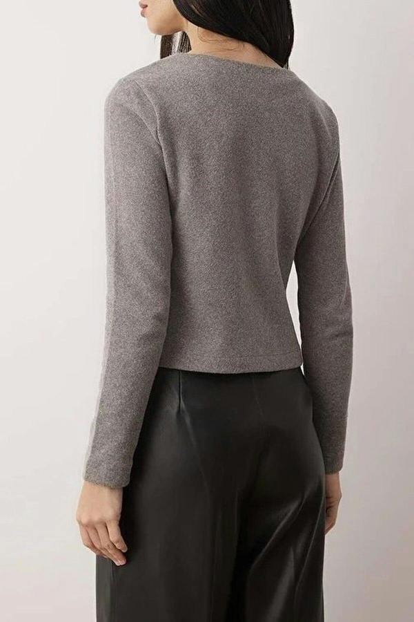 WOVCOR Asymmetric Button Detail Regular Knit Blouse