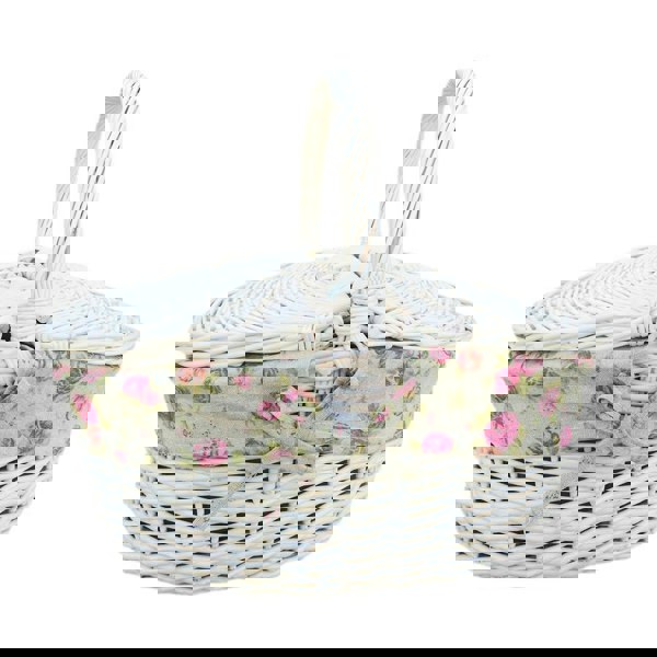 White Wash Finish Oval Wicker Basket