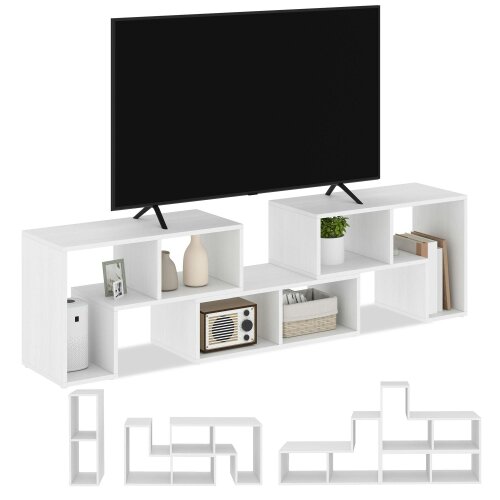 Wyld Haus Tota 134cm White Wood Effect 3 Block Modular TV Stand