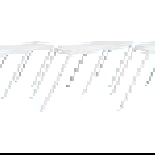 Berkfield Garden Table White 220x90x72 cm Plastic Rattan Look