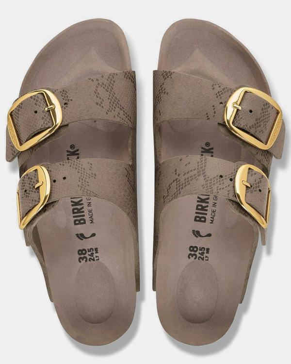 Birkenstock Arizona Big Buckle Synthetics Womens Sandals - Python Gray Taupe. Top
