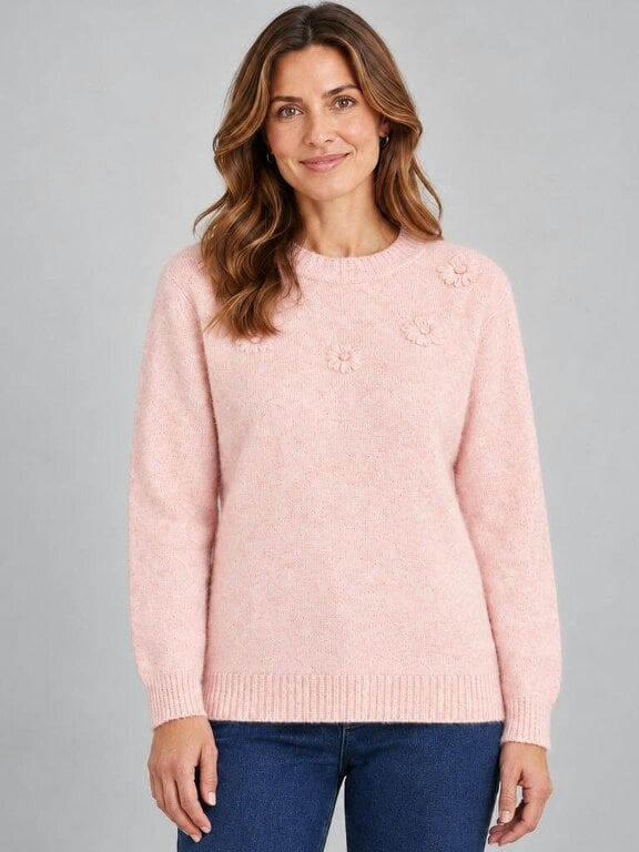 VIZ-A-VIZ Floral Embroidery  Jumper