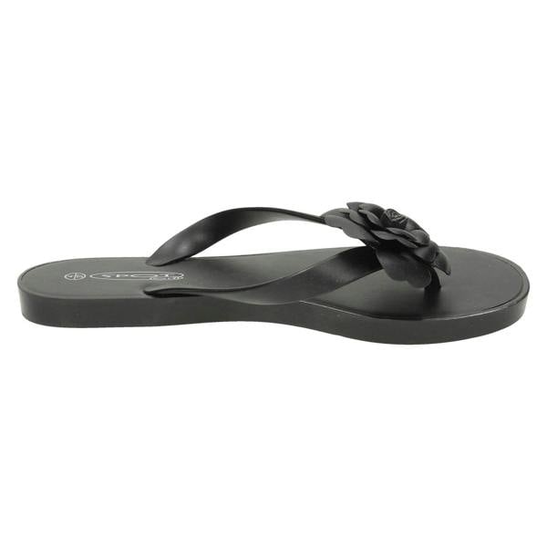 Spot On Ladies Spot On Flat Toepost Flower Trim Sandal