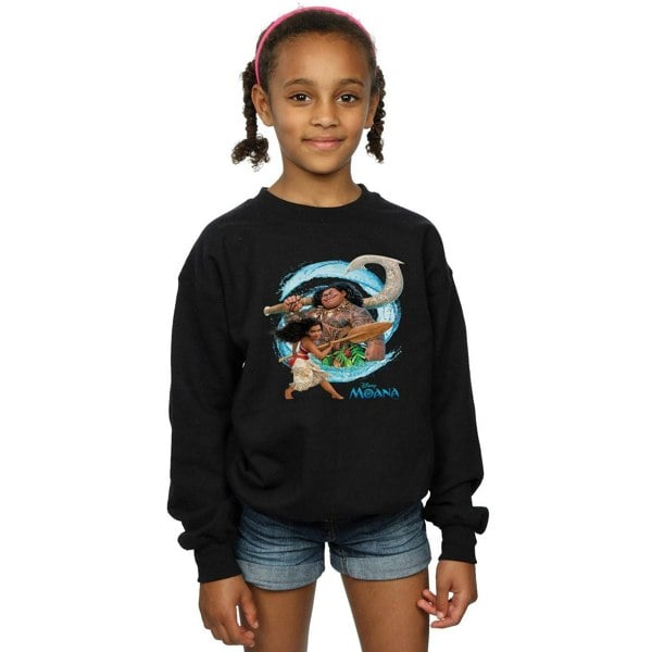 Disney Girls Moana And Maui Wave Sweatshirt - Black