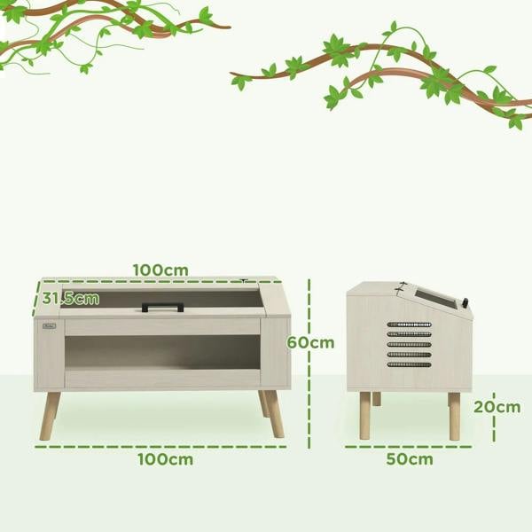 Oak 140L reptile vivarium with front glass window, compact stand, and ventilated panels