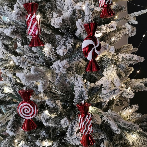 Samuel Alexander Pack of 5 15cm Red & White Candy Stripe Sweet Shatterproof Christmas Decoration