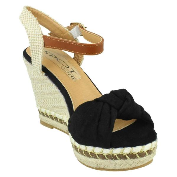 Spot On Ladies Spot On Knotted Vamp Wedges F12016