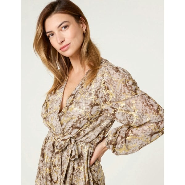 Blue Vanilla Snake Print Long Dress