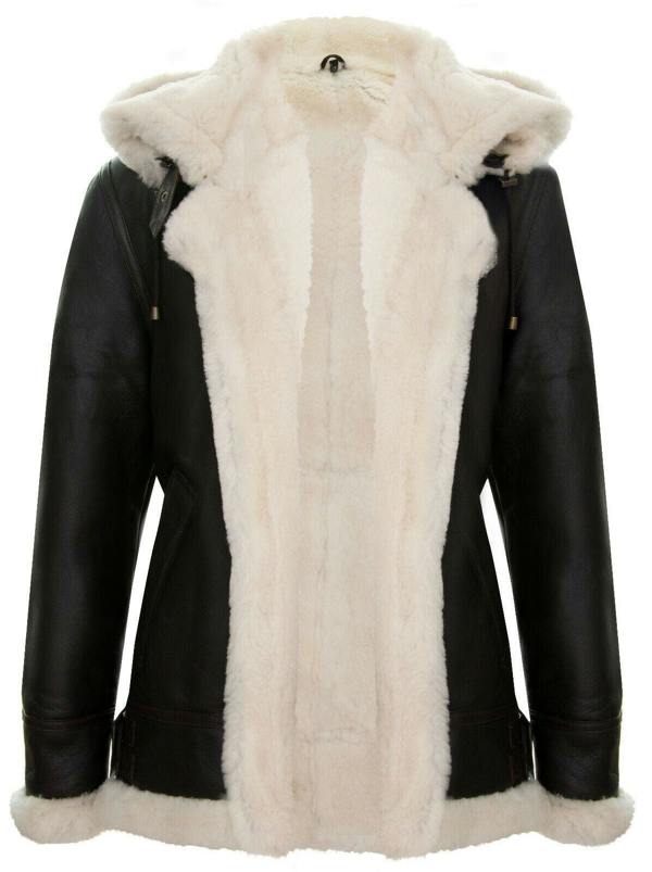 Infinity Leather Mens Hooded Sheepskin Leather B3 Flying Jacket-Columbus