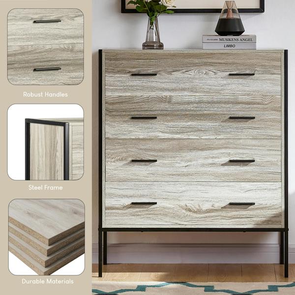 Vida Designs Brooklyn 4 Drawer Chest, Dark Wood