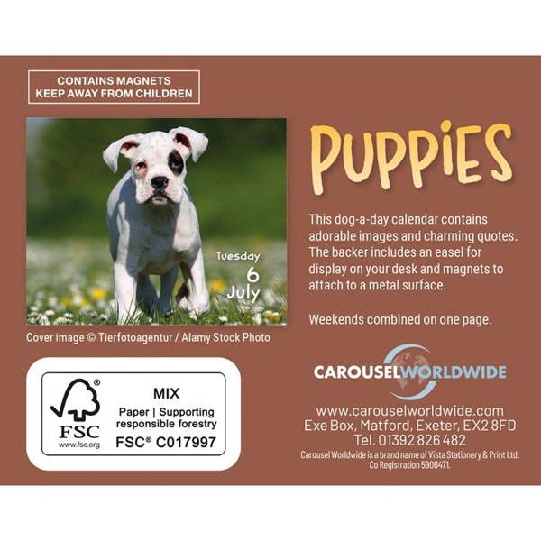 Puppies Mini Desk Calendar 2027, Desk Calendars, Day To View, Dogs, Gift