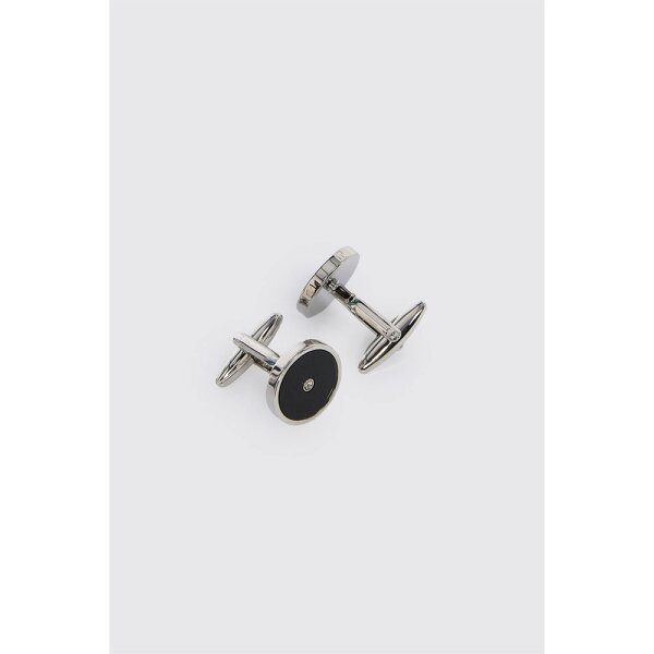 Limehaus Silver Round Diamante Cufflinks