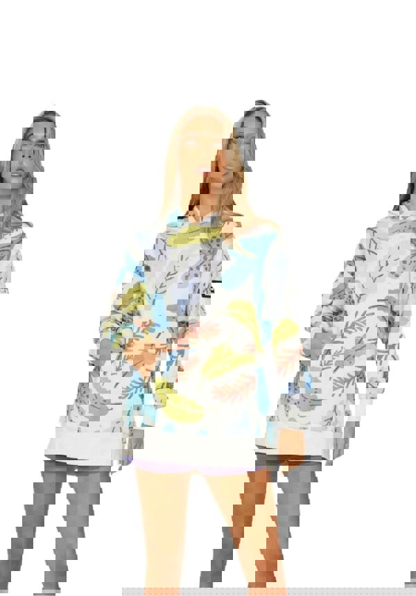 Women leaf print hoodie