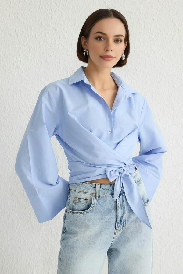 WOVCOR Regular Fit Woven Shirt with Tie Detail