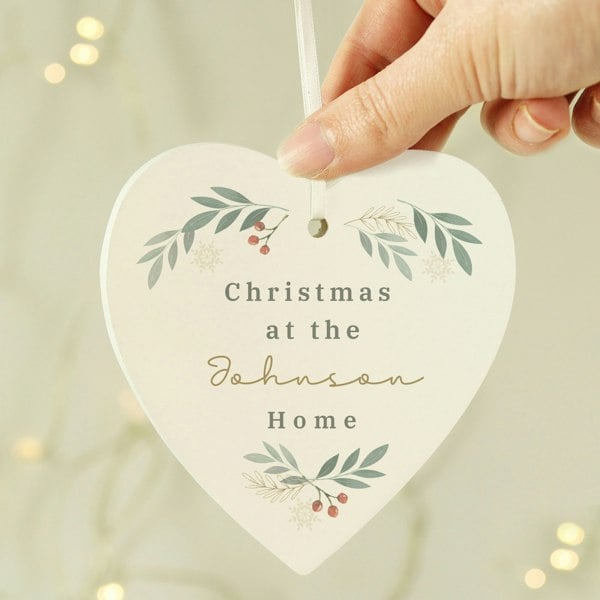 Personalised Memento Company Personalised Christmas Foliage Hanging Heart Decoration