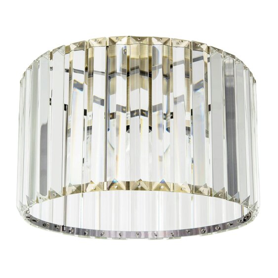 Happy Homewares Modern Chic Antique Brass and Clear Crystal Glass Flush Ceiling Light