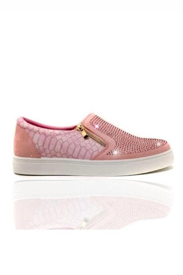 Love Lemonade Crystal Suede Zip Pumps Pink Trainers