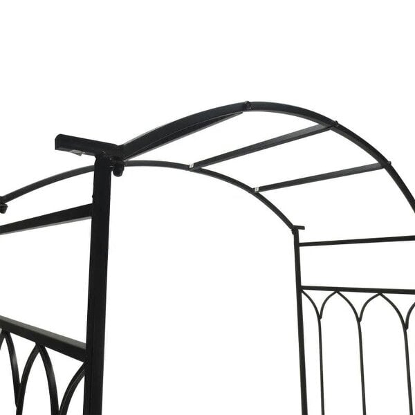 Garden Metal Frame Bench W/Arch for Various Climbing Plant, 115Lx50Wx203H cm-Black