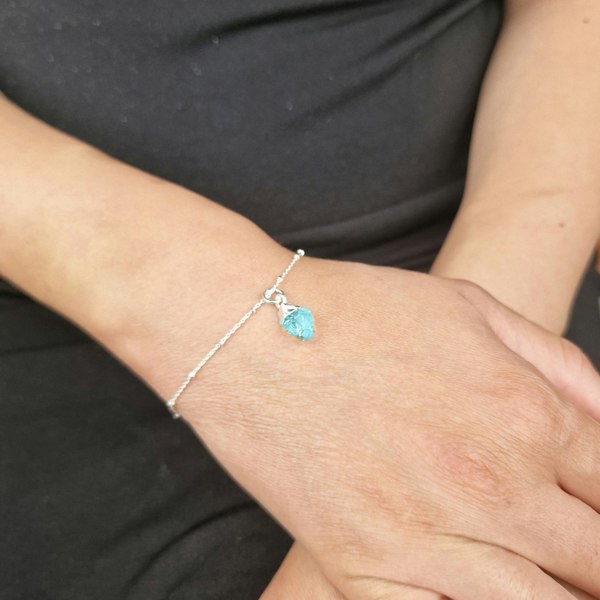 Raw Turquoise December Birthstone Silver Bracelet