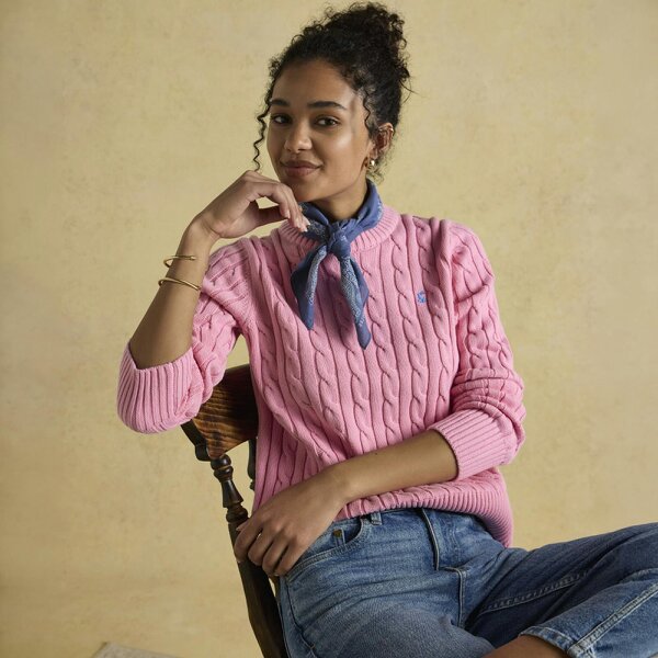 Joules CLASSIC CABLE Sweaters Sweatshirt   in  Pink