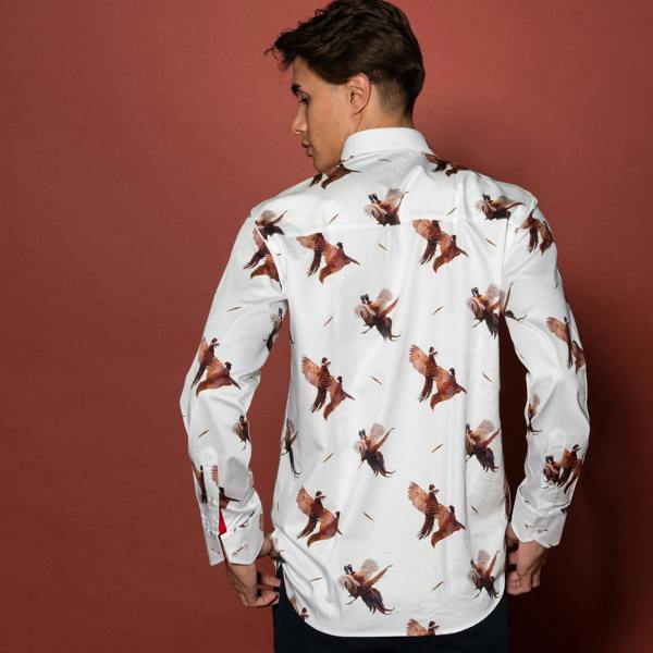 COURTSHIP PHEASANTS PRINT SHIRT – Premium Men's Patterned Shirt by Claudio Lugli | Bold Design, Tailored Fit, Best Printed Shirts