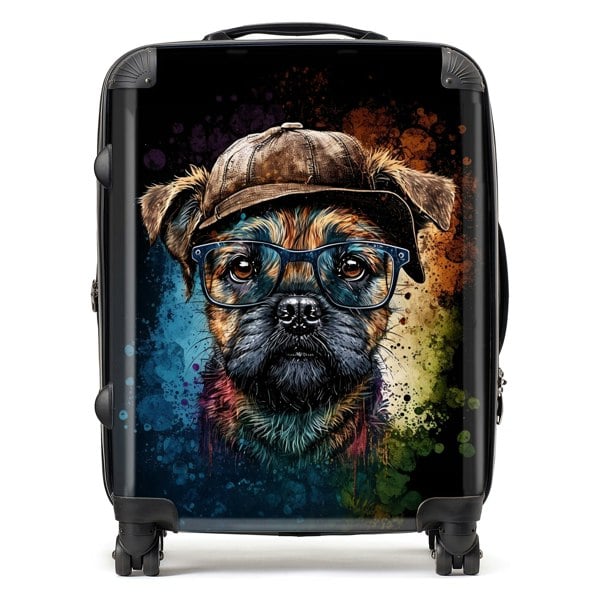 Warren Reed Border Terrier Dog Face Splashart Suitcase