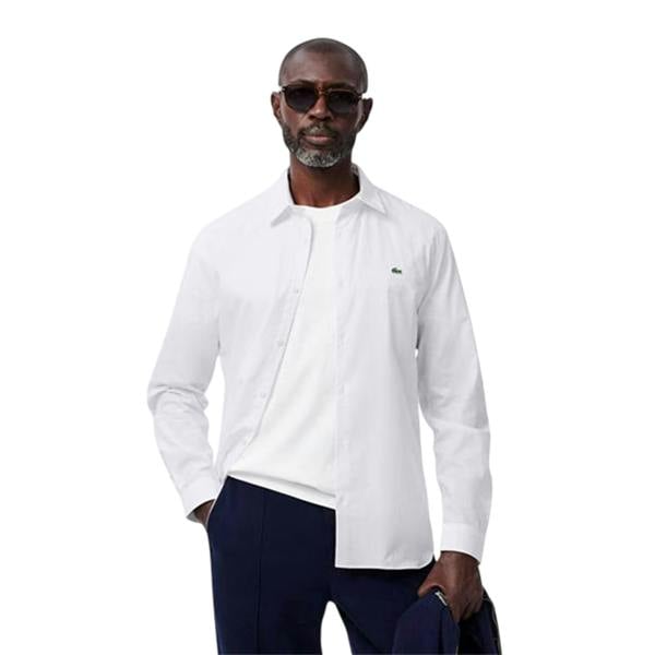 Lacoste Mens Oxford Long-Sleeved Shirt - White - 