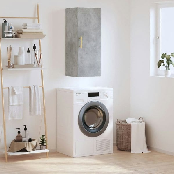 Berkfield Wall Mounted Cabinet Concrete Grey 34.5x34x90 cm