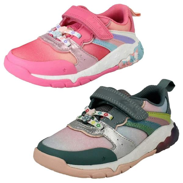 Clarks Girls Clarks Rainbow And Mermaid Tail Design Trainers Tidal Star