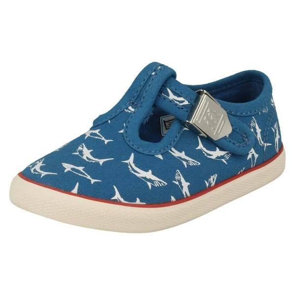 Start-rite Boys Startrite Shark Detailed T-Bar Canvas Shoes Surf