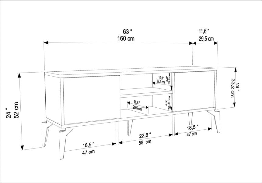 Decorotika Lojo Modern Tv Stand TV Cabinet for TV's up to 55"