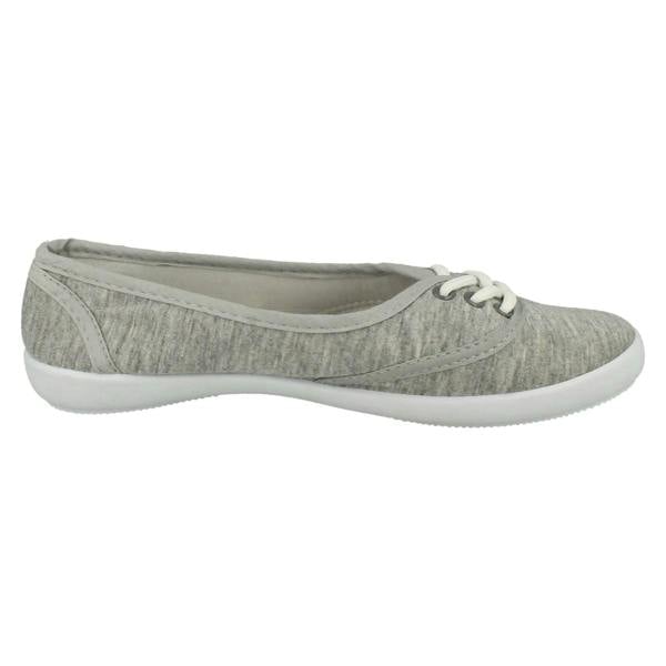 Spot On Ladies Spot On Canvas Flat Ballerina Pumps F8854