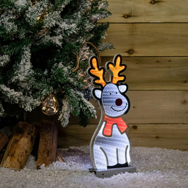 Samuel Alexander 40cm Infinity Standing Christmas Reindeer with Metal Base, White and Red LEDs