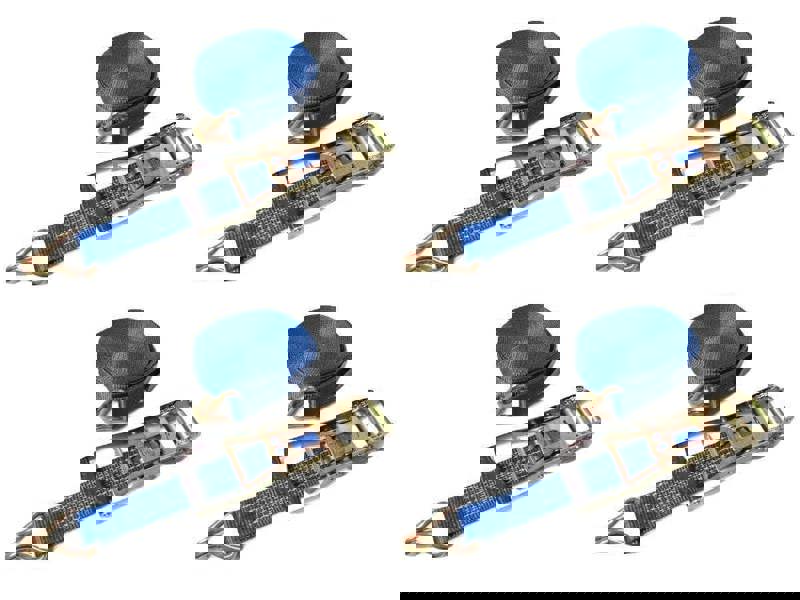 Ergo Ratchet Tie Down Straps 50MM 5T 8M X4 (Reverse Pull Down Lashing Belt with Claw Hook 5000KG)