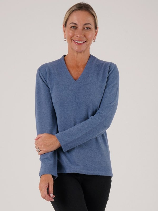 PennyPlain Hi Back V Long Sleeve   - Sky