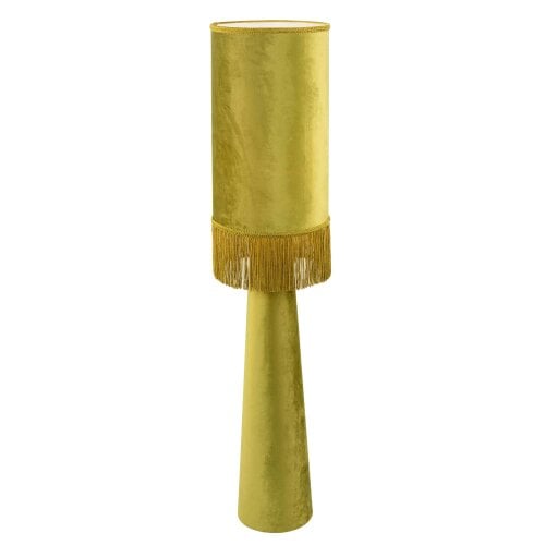 Happy Homewares Vintage Olive Velvet Fabric Floor Lamp with Victorian Trim and Tassels