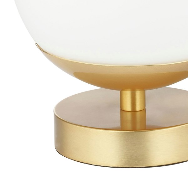 Modern Touch Dimmable LED White Globe Glass Table Lamp with Brushed Gold Base Image 3